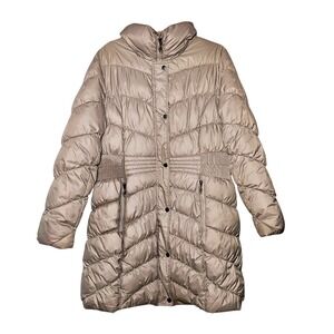 Liz Claiborne Outerwear Womens Gray Above Knee Puffer Coat XL